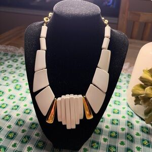 Vintage Elegant White and Gold Necklace by Park Lane